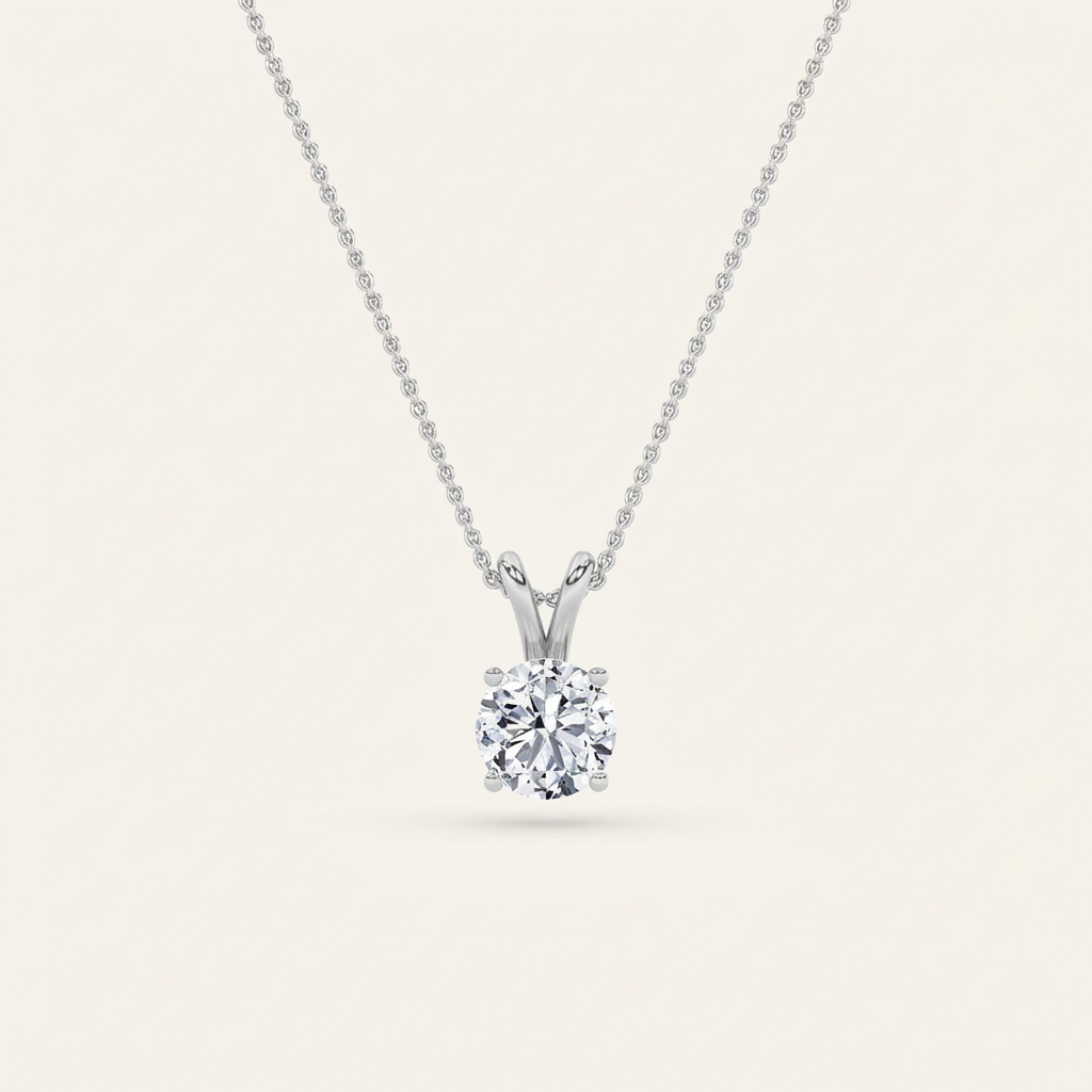 3CT Round Cut Lab Grown Diamond Pendant Necklace