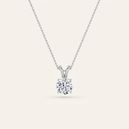3CT Round Cut Lab Grown Diamond Pendant Necklace