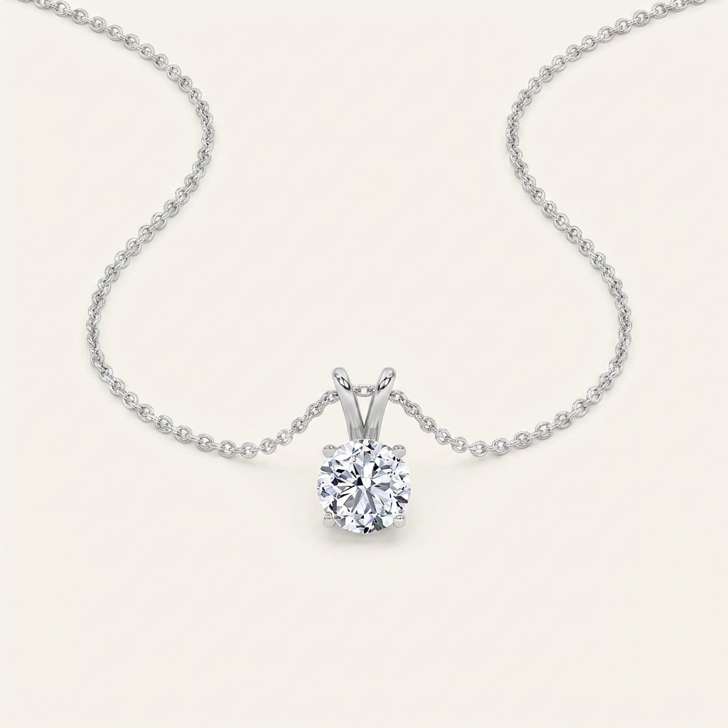 3CT Round Cut Lab Grown Diamond Pendant Necklace