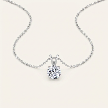 3CT Round Cut Lab Grown Diamond Pendant Necklace