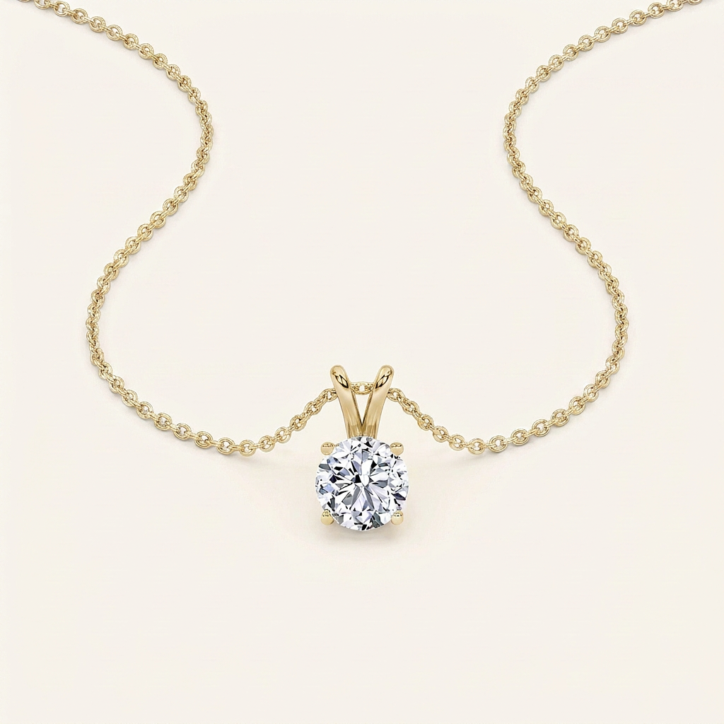 3CT Round Cut Lab Grown Diamond Pendant Necklace