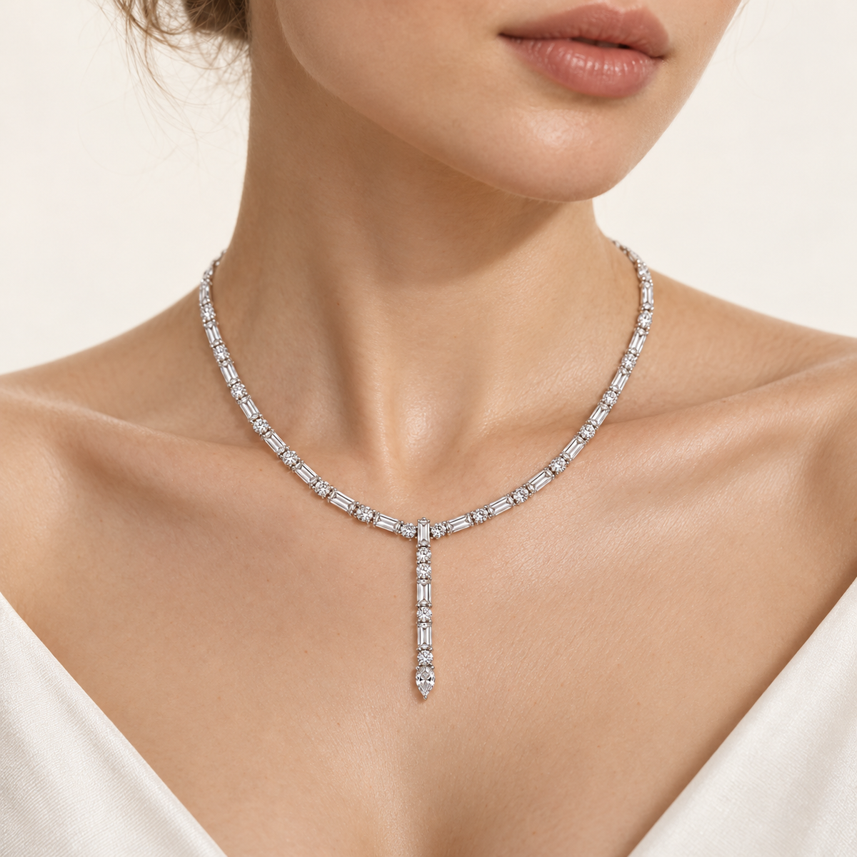 28CT Mix shaped lab Grown Diamond Statement Neckalce