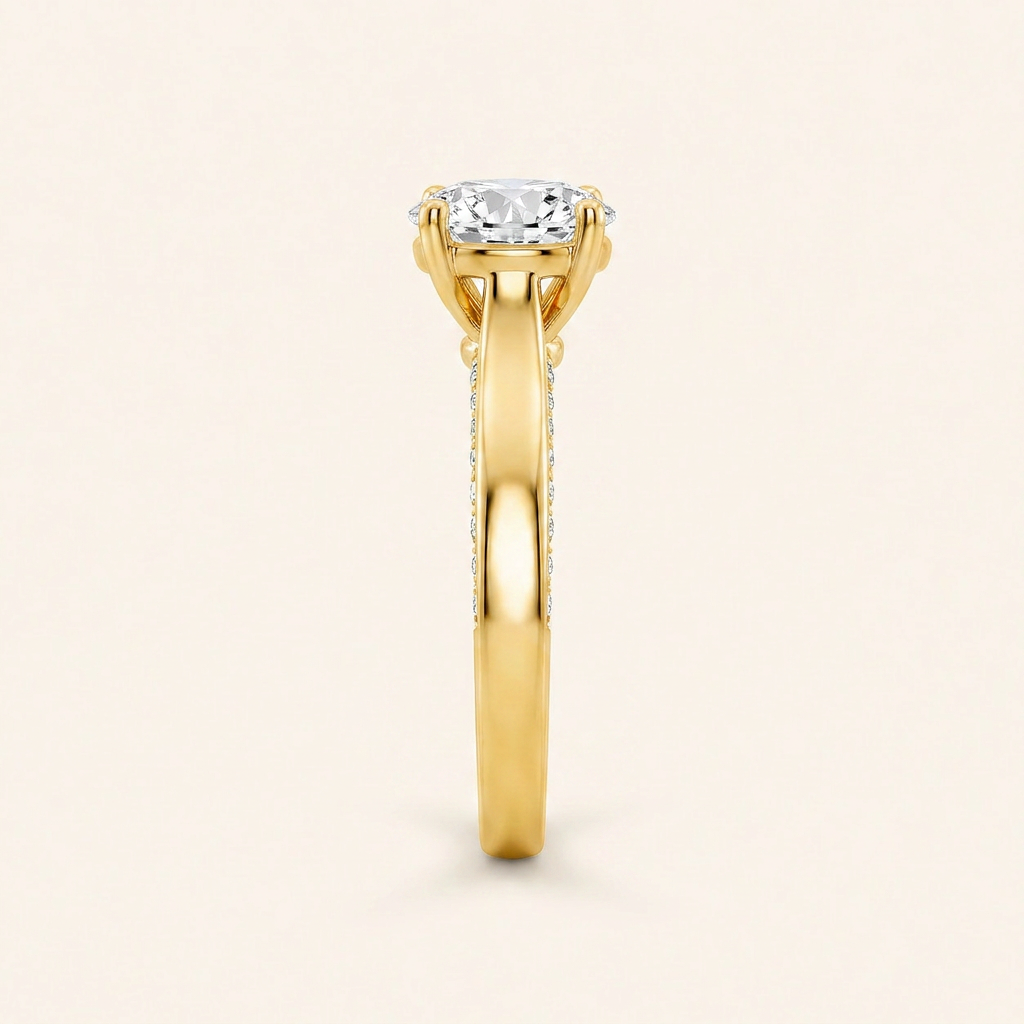 1.33 CT Round Cut Lab Grown Diamond Side Stone Ring