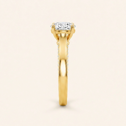 1.33 CT Round Cut Lab Grown Diamond Side Stone Ring