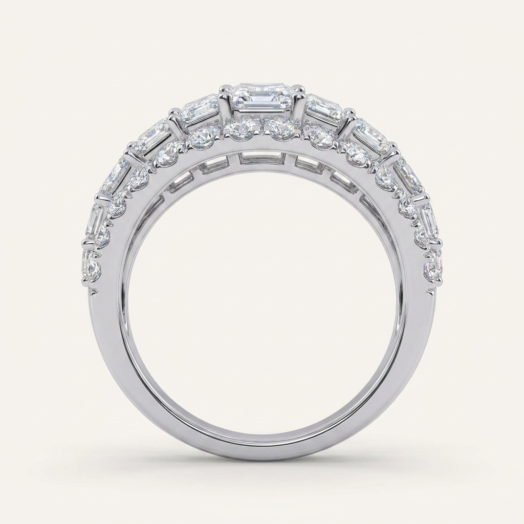 4.00 CT Emerald Certified Lab Grown Diamond Cluster Men's Ring