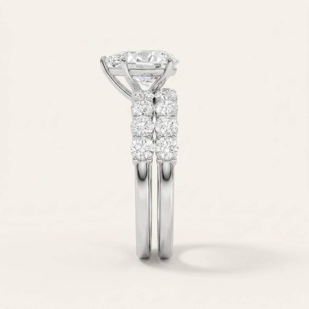 6.00CT Pear Cut Lab Grown Diamond Bridal Set