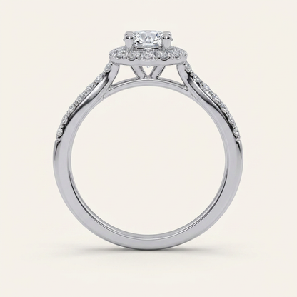 0.50 CT Round Cut Lab Grown Diamond Promise Halo Side Stone Ring