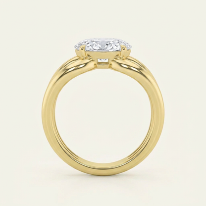 2CT Oval Cut Lab Grown Diamond East West Solitaire Ring