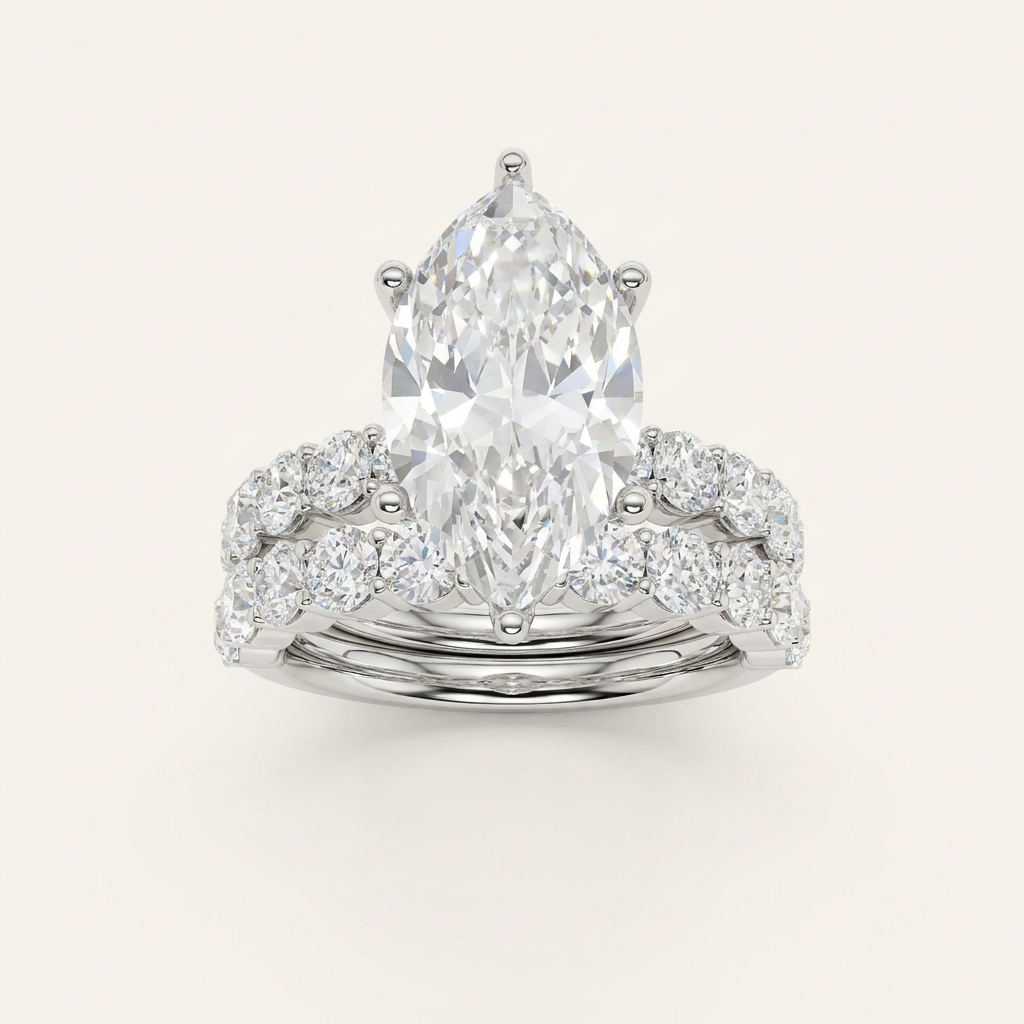 4.00CT Marquise Cut Lab Grown Diamond Bridal Set