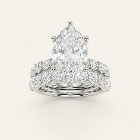 4.00CT Marquise Cut Lab Grown Diamond Bridal Set