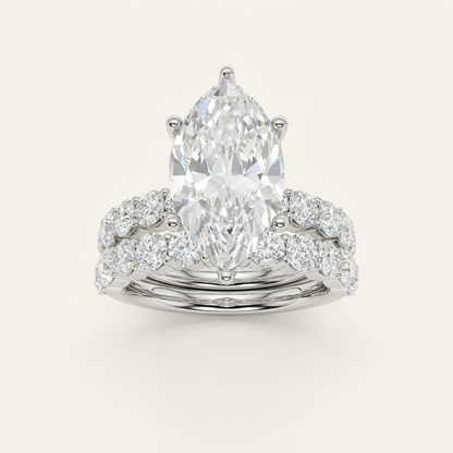 6.00CT Marquise Cut Lab Grown Diamond Bridal Set