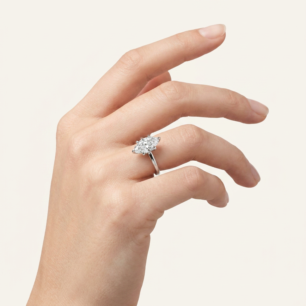 2CT Marquise Cut Lab Grown Diamond Solitaire Ring
