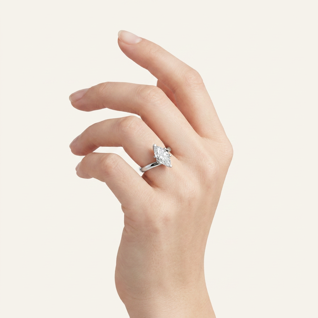 1CT Marquise Cut Lab Grown Diamond Solitaire Ring