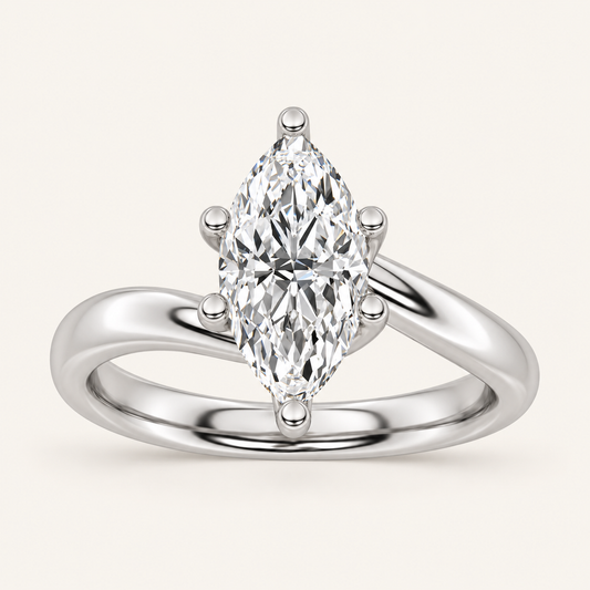 3CT Marquise Cut Lab Grown Diamond Solitaire Ring