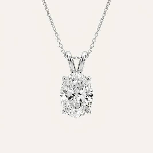 3CT Oval Cut Lab Grown Diamond Pendant Necklace