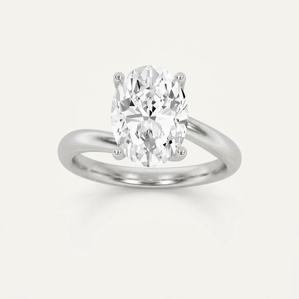 1CT Oval Cut Lab Grown Diamond Solitaire Ring