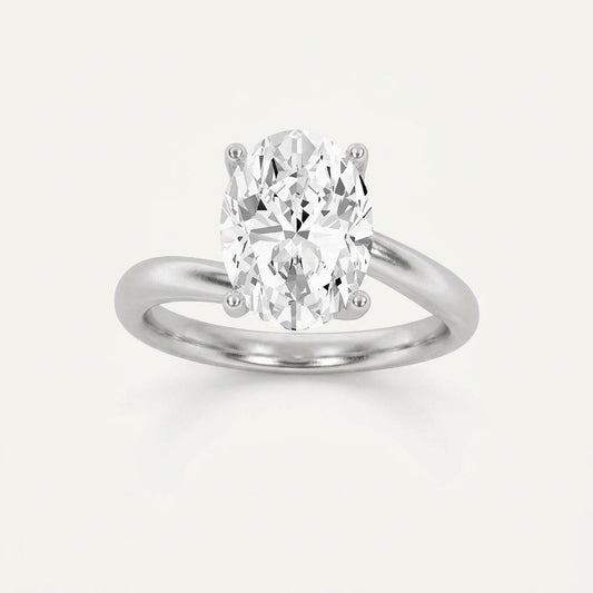 1CT Oval Cut Lab Grown Diamond Solitaire Ring