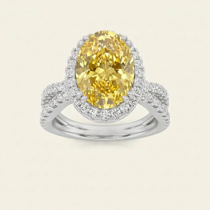 4CT Oval Cut Lab Grown Diamond Halo Side Stone Ring