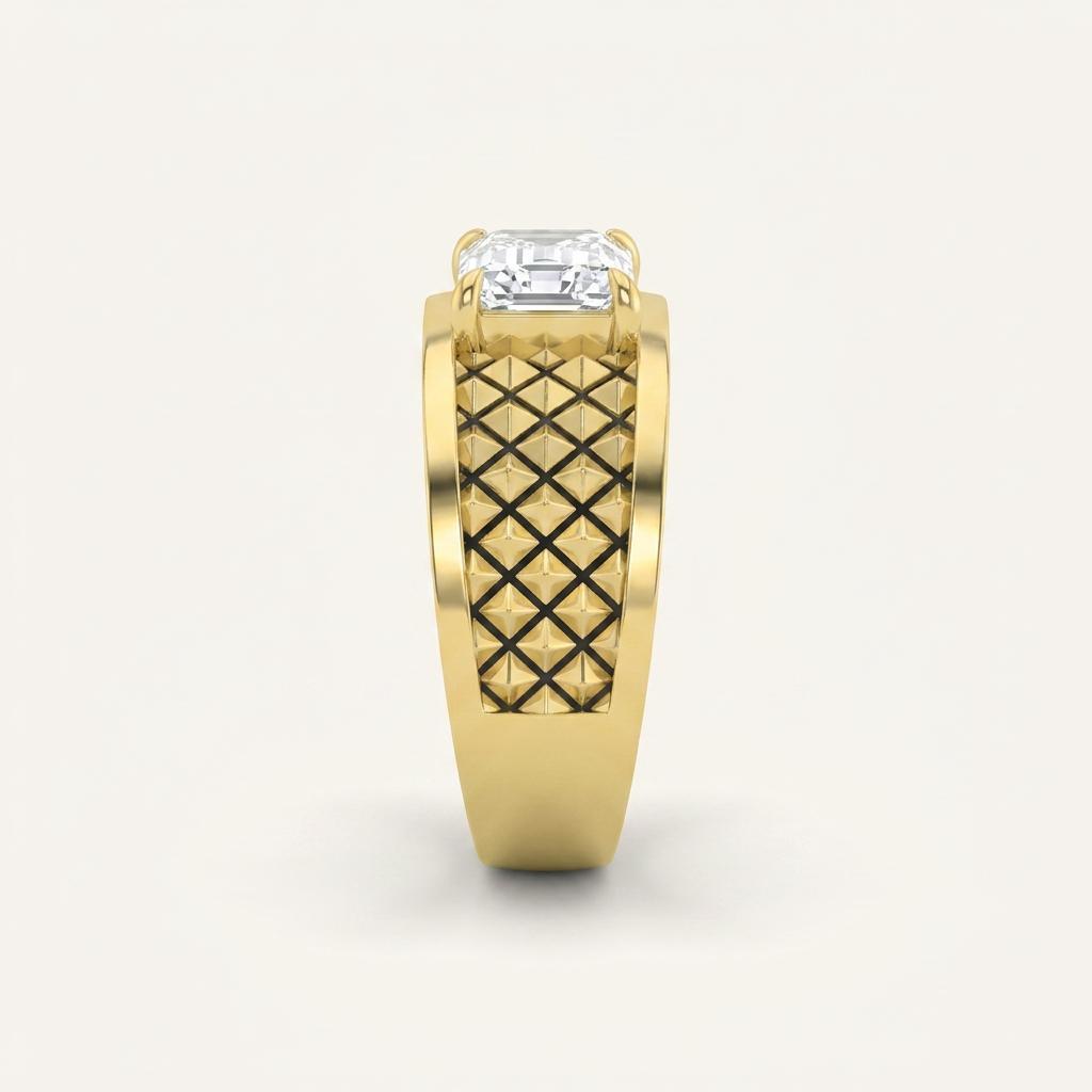 2CT Radiant Cut Diamond Solitaire East West Men's Ring