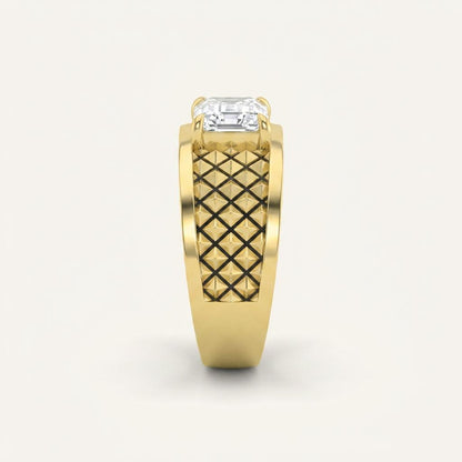 2CT Radiant Cut Diamond Solitaire East West Men's Ring