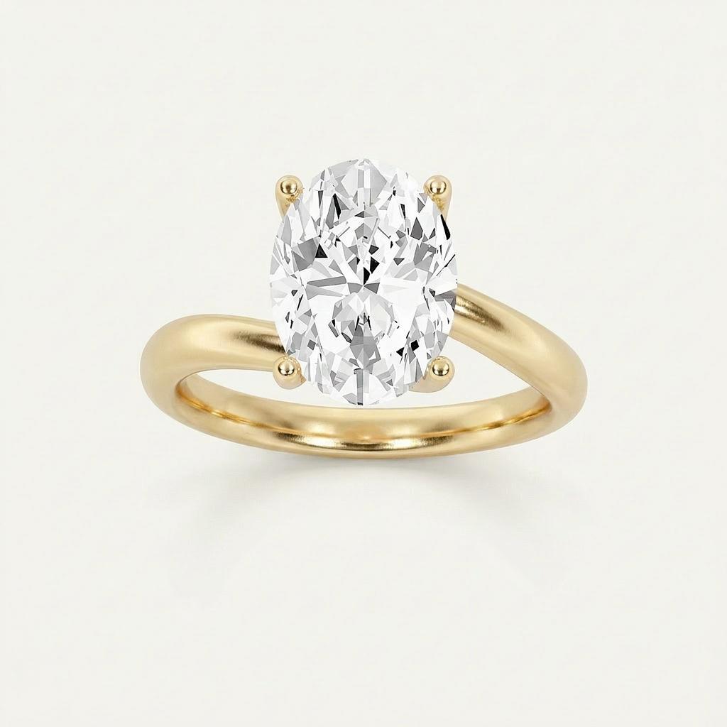 1CT Oval Cut Lab Grown Diamond Solitaire Ring