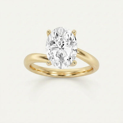 1CT Oval Cut Lab Grown Diamond Solitaire Ring