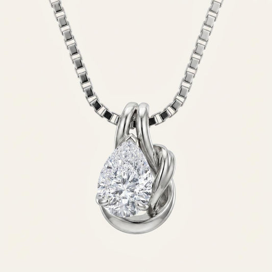 2CT Pear Cut Lab Grown Diamond Pendant Necklace