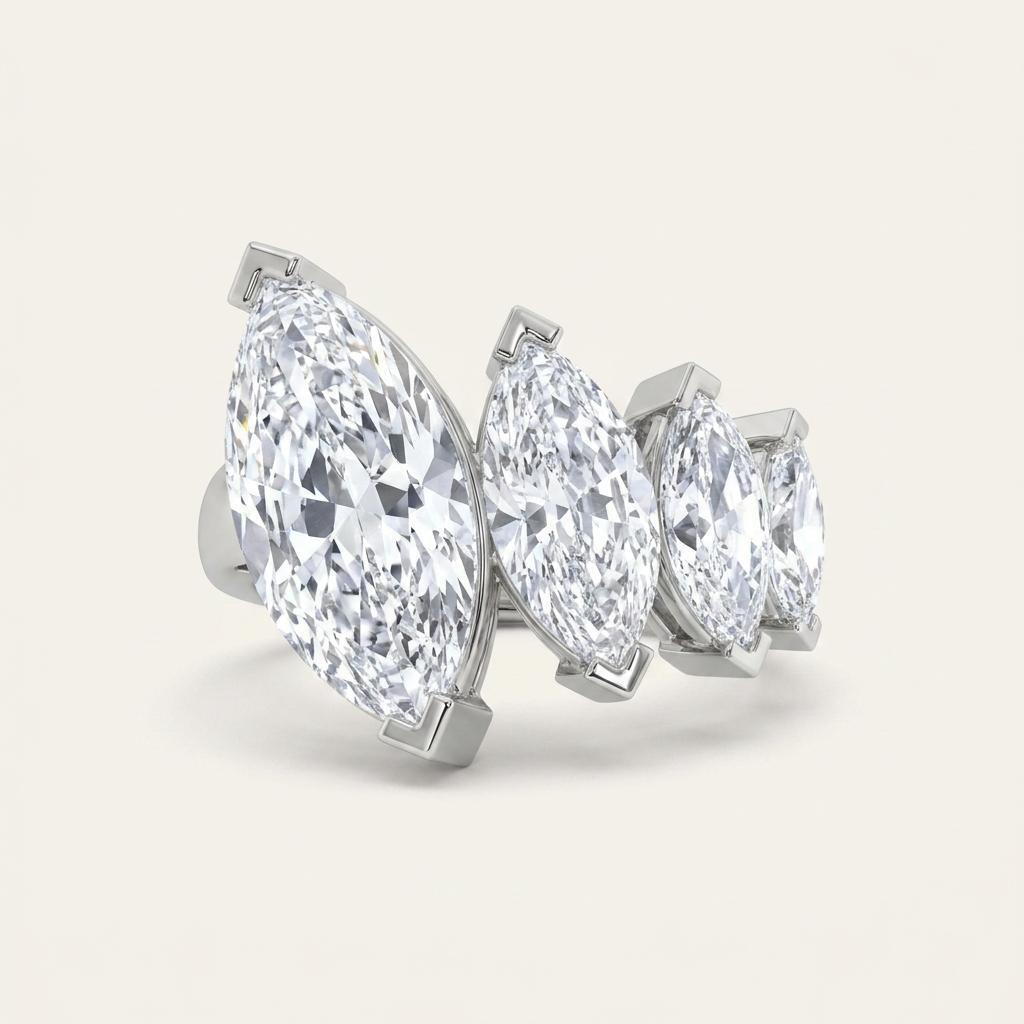 2.5CT Marquise Cut Lab Grown Diamond Cluster Ring