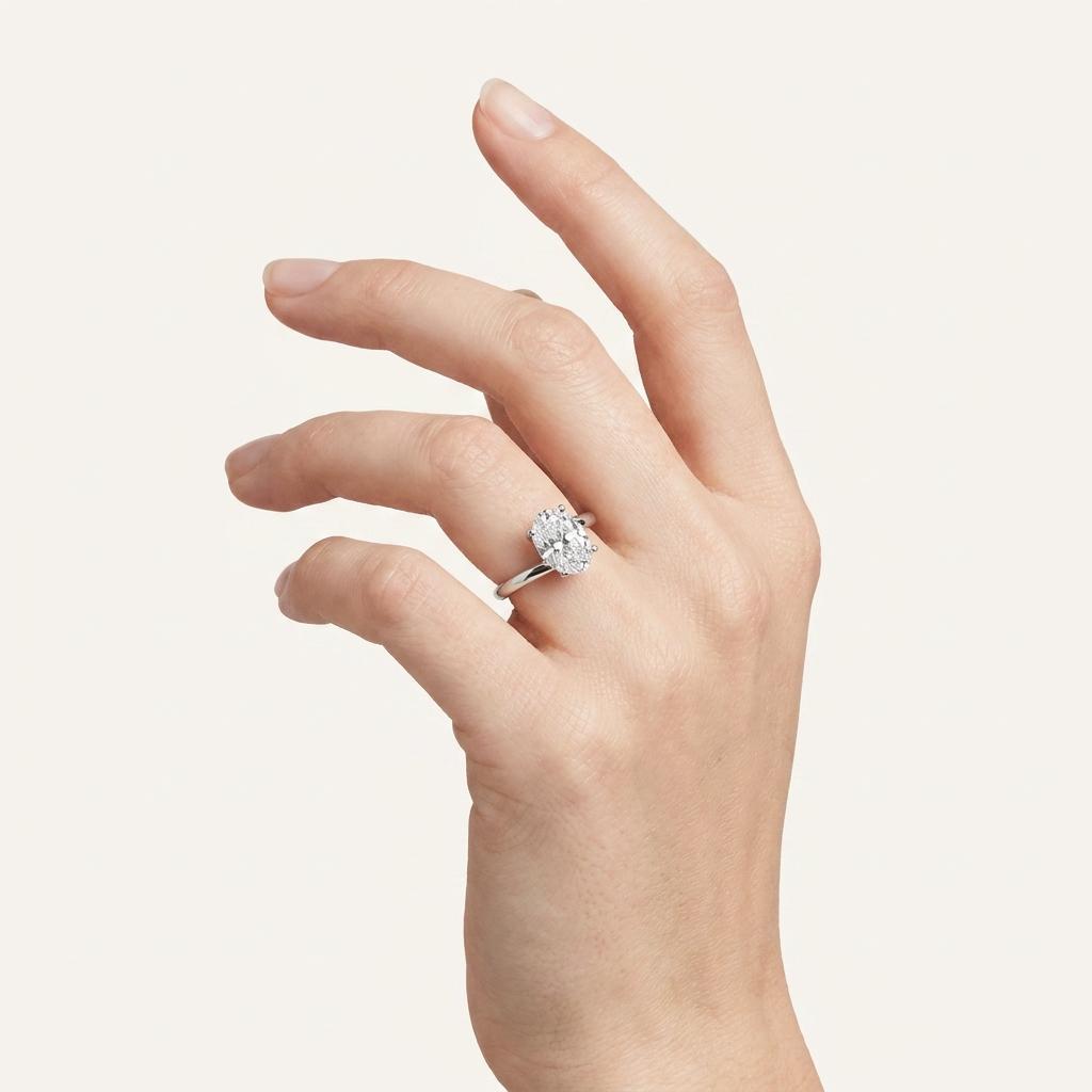 1CT Oval Cut Lab Grown Diamond Solitaire Ring