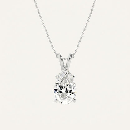 2CT Pear Cut Lab Grown Diamond Pendant Necklace