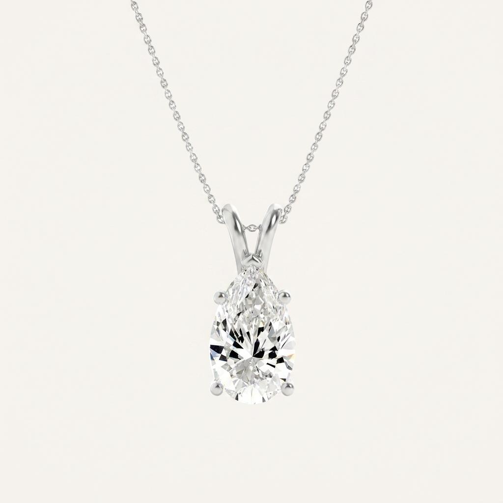 1CT Pear Cut Lab Grown Diamond Pendant Necklace