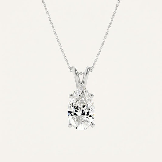1CT Pear Cut Lab Grown Diamond Pendant Necklace