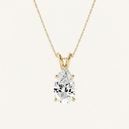 2CT Pear Cut Lab Grown Diamond Pendant Necklace