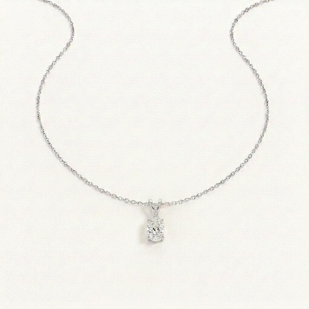 2CT Pear Cut Lab Grown Diamond Pendant Necklace