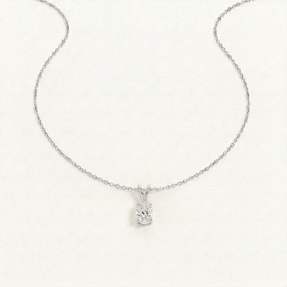 1CT Pear Cut Lab Grown Diamond Pendant Necklace