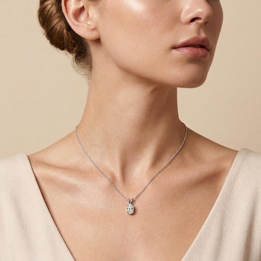 1CT Pear Cut Lab Grown Diamond Pendant Necklace