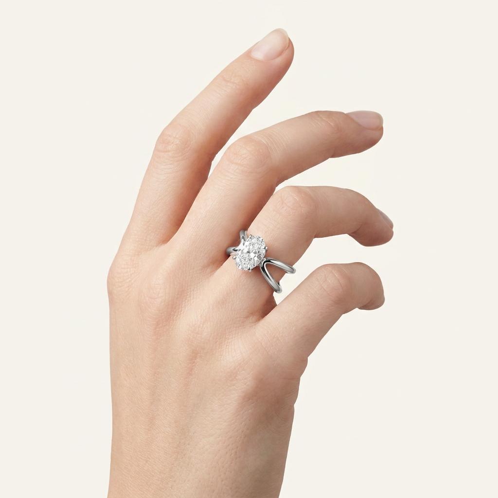 2CT Oval Cut Lab Grown Diamond Solitaire Ring