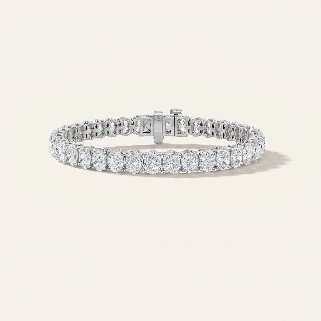 13.5CT Oval Cut Lab Grown Diamond Tennis Bracelet