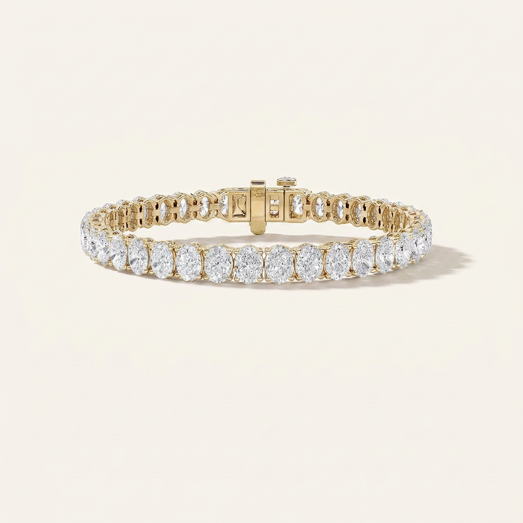 16.5CT Oval Cut Lab Grown Diamond Tennis Bracelet