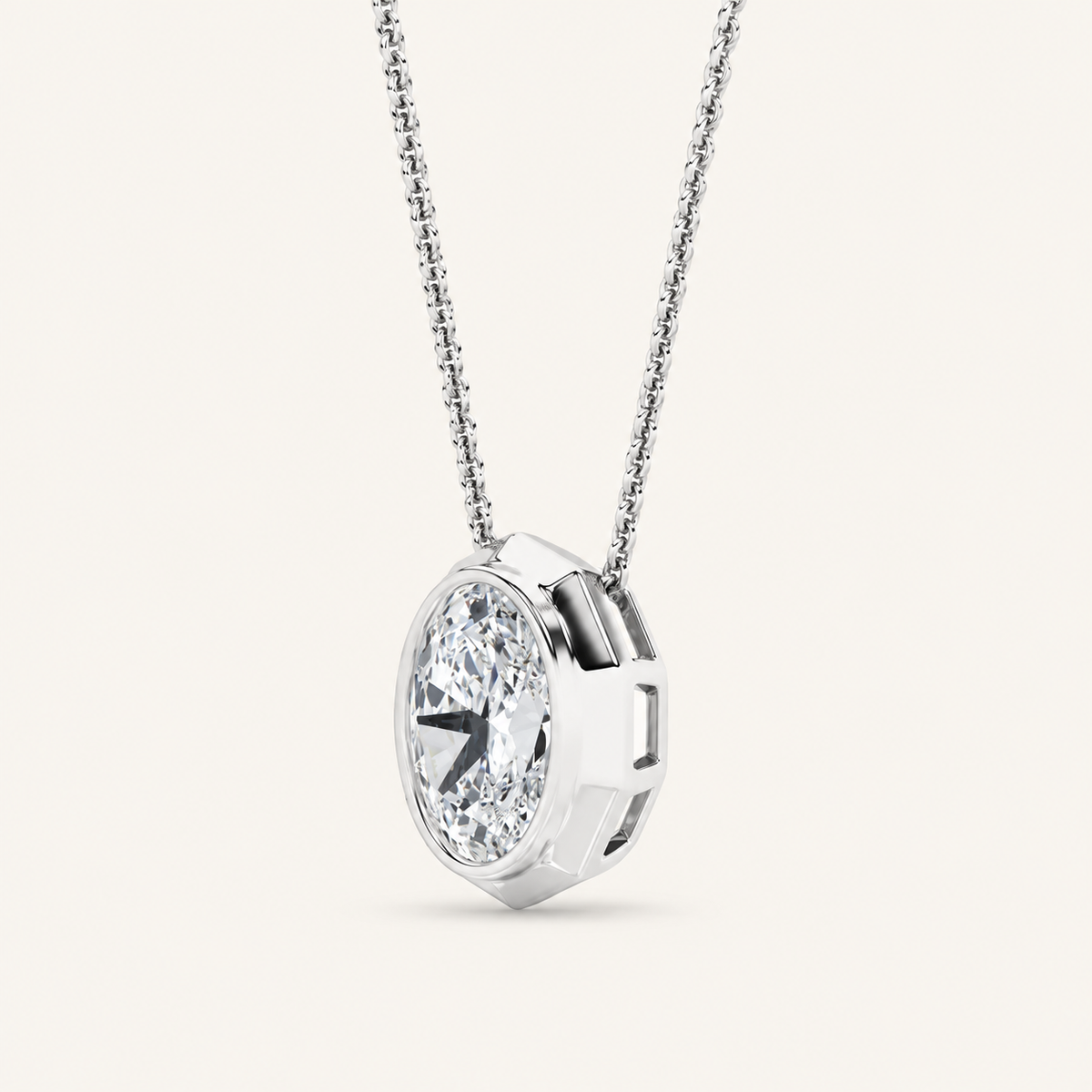 2CT Oval Cut Lab Grown Diamond Pendant Necklace