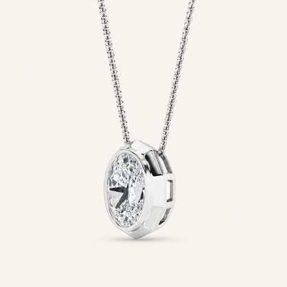 2CT Oval Cut Lab Grown Diamond Pendant Necklace