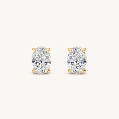 1CT Oval Cut Lab Grown Diamond Four Prong Stud Earrings