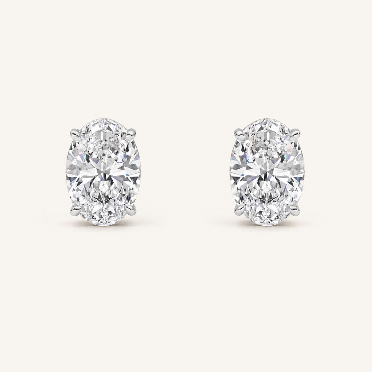 4CT Oval Cut Lab Grown Diamond Stud Earrings