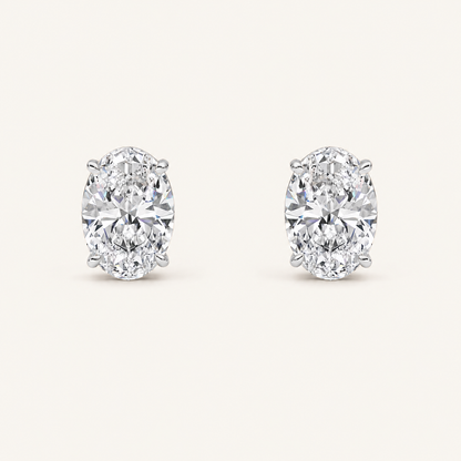 4CT Oval Cut Lab Grown Diamond Stud Earrings