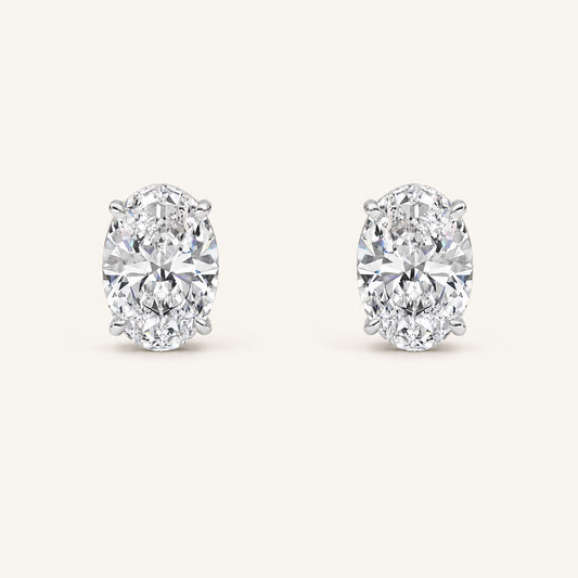 4CT Oval Cut Lab Grown Diamond Stud Earrings