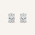 2CT Oval Cut Lab Grown Diamond Four Prong Stud Earrings