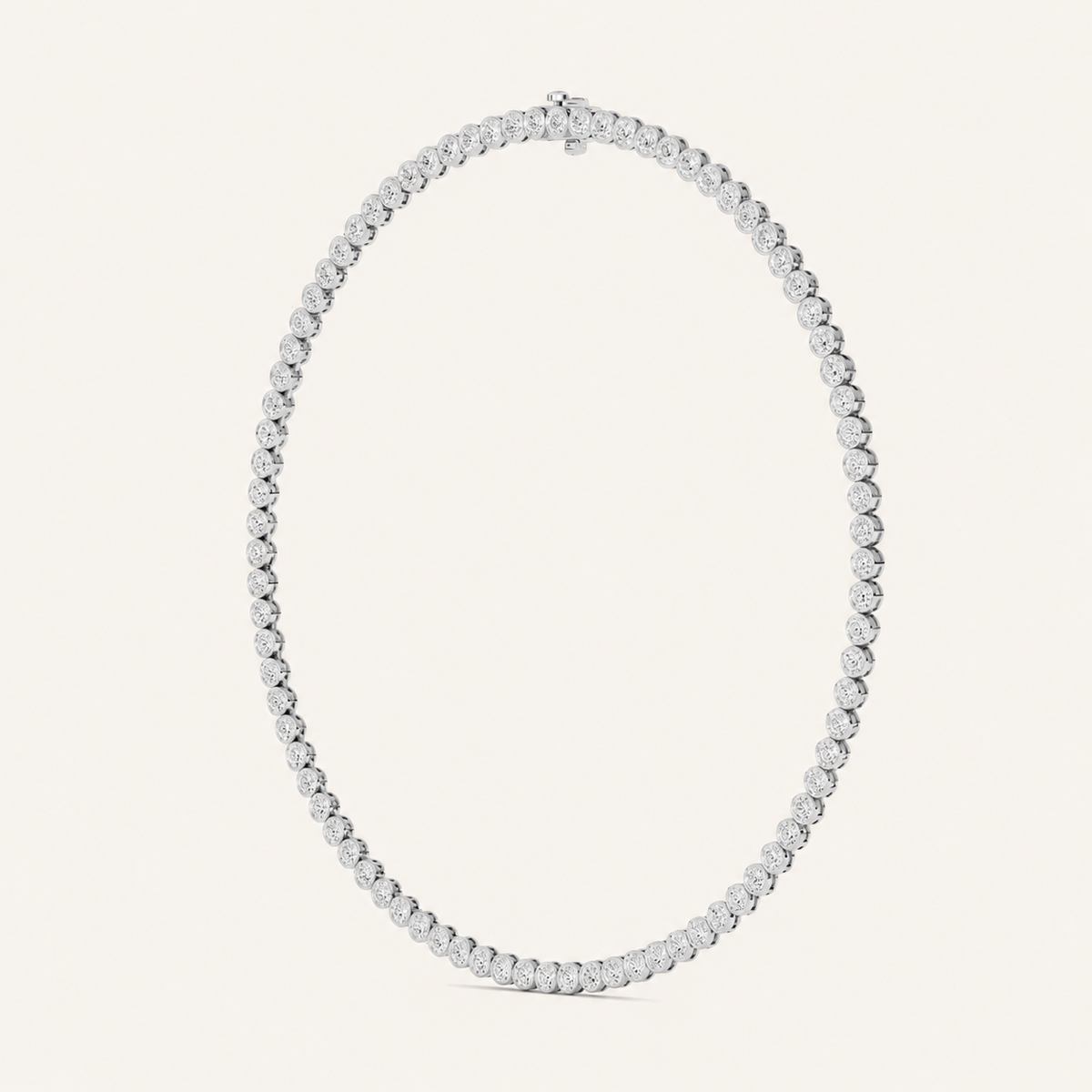 7CT Round Cut Bexel Set Tennis Necklace