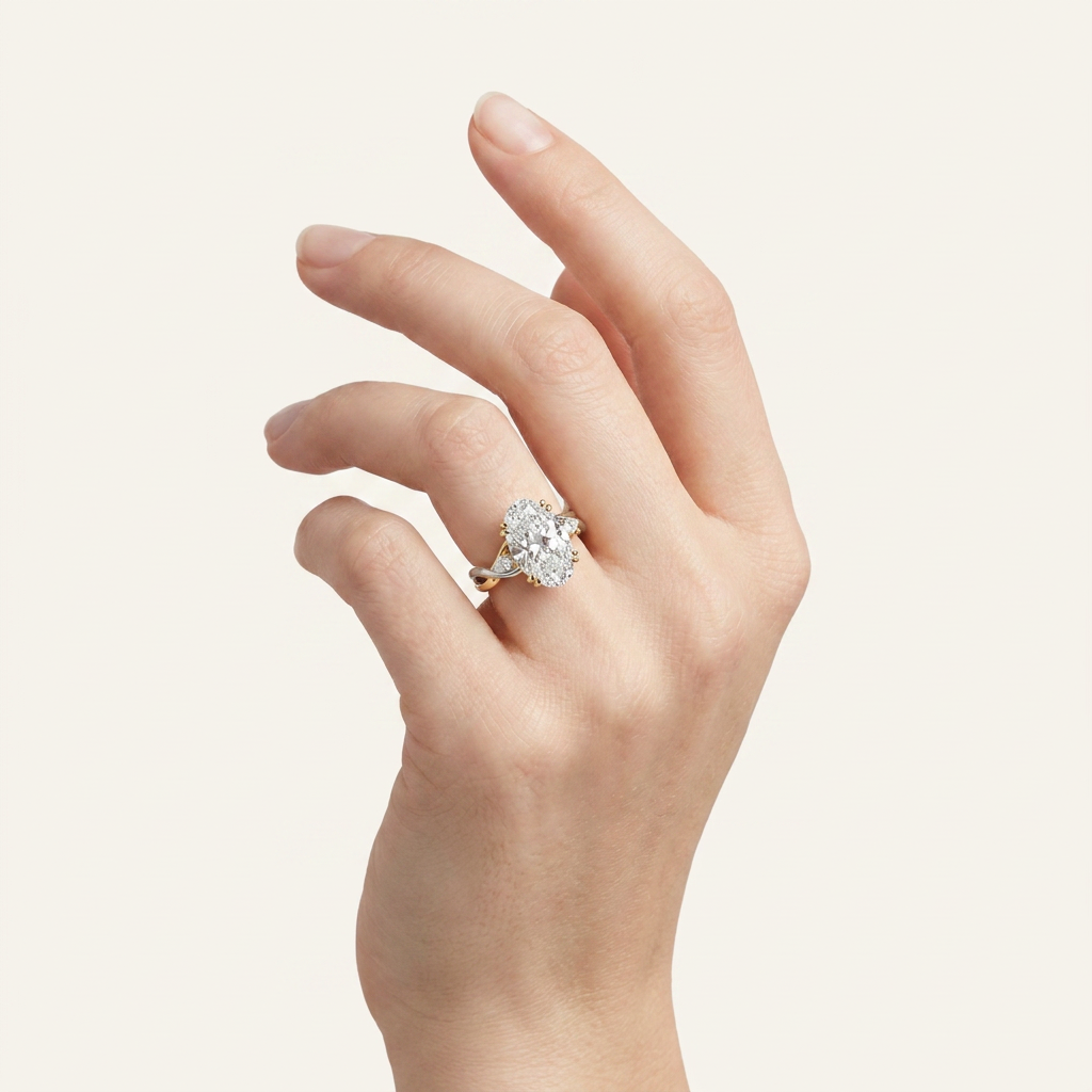 6.25CT Oval Cut Lab Grown Diamond Bold Three Stone Ring