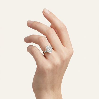 6.25CT Oval Cut Lab Grown Diamond Bold Three Stone Ring