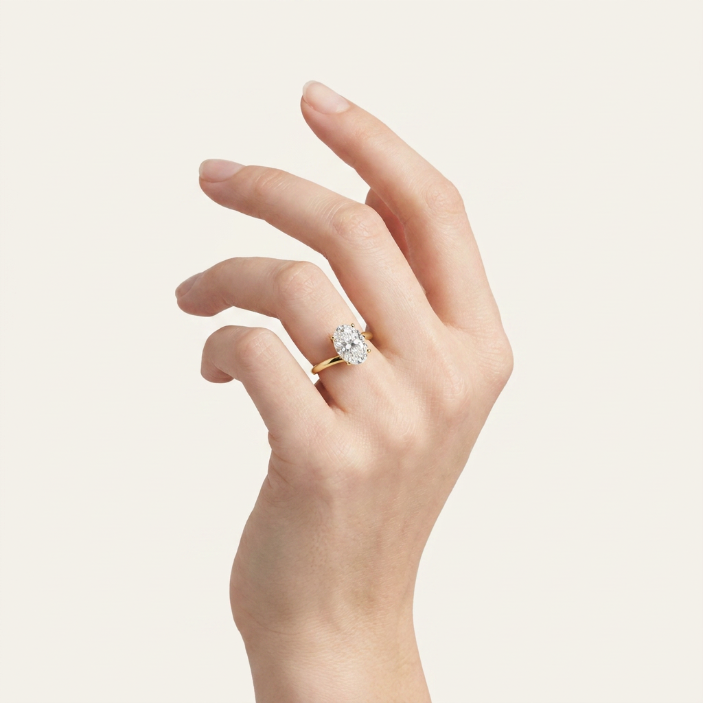 3CT Oval Cut Lab Grown Diamond Solitaire Ring